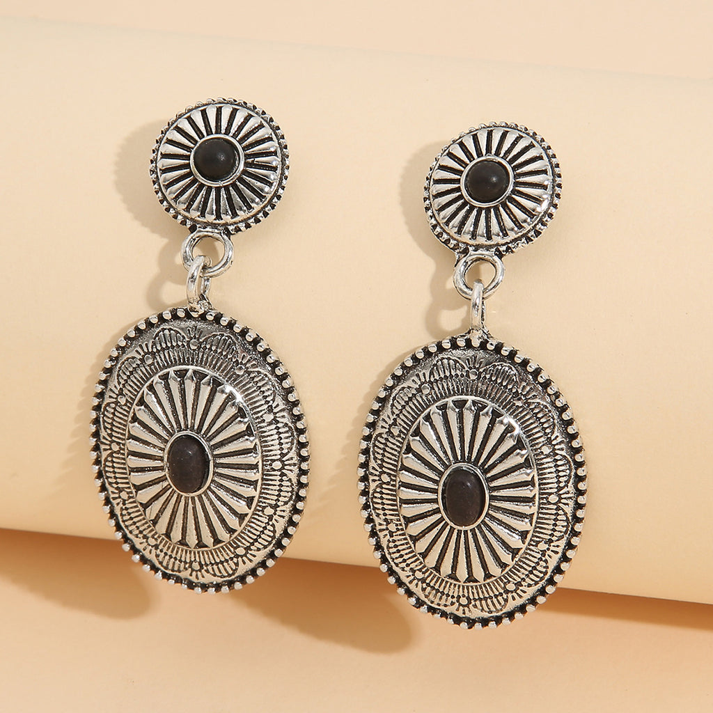 Turquoise Retro National Style Turquoise Pumpkin Flowers Eardrops