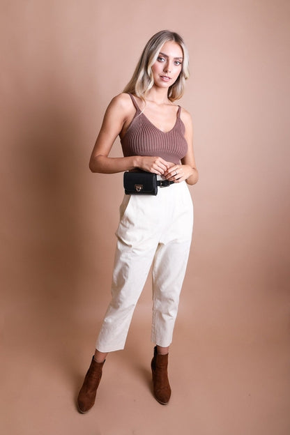 Mini Faux Leather Belt Bag – Chic with Gold Link Chain