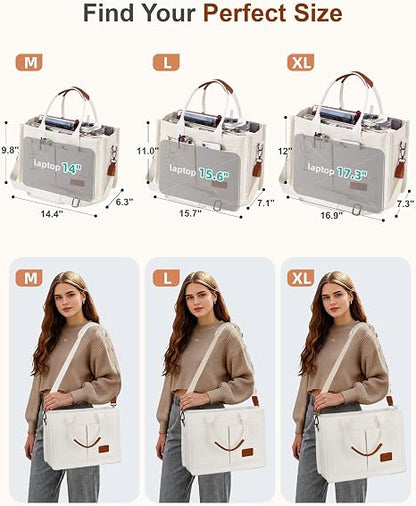 Canvas Tote Bag for Women, Zipper Work & College Bag
