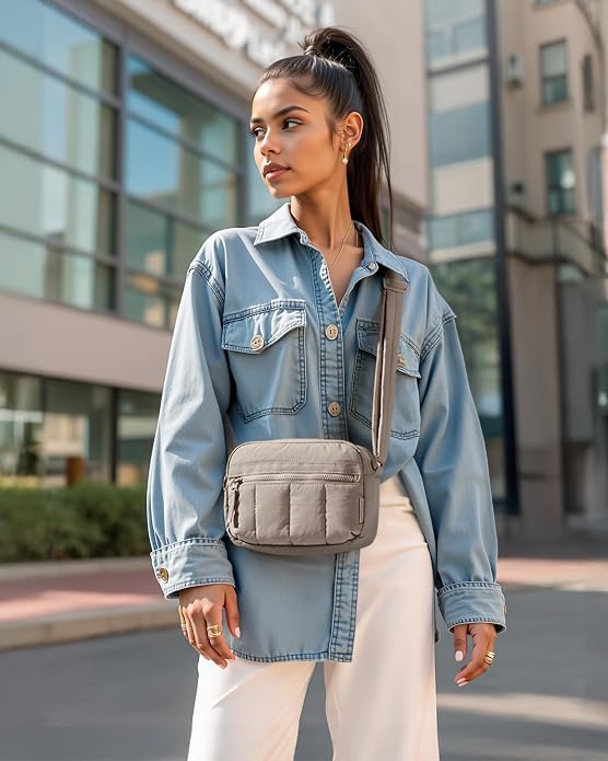 Mini Puffy Crossbody Bag for Women, RFID Travel Purse