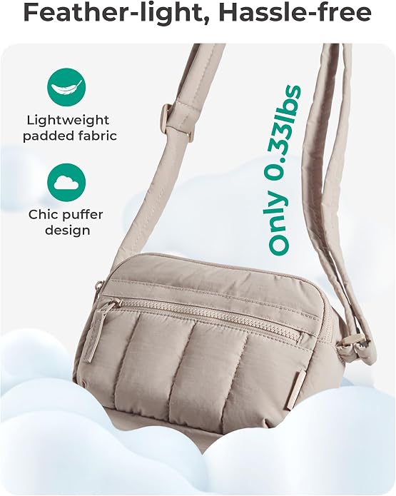 Mini Puffy Crossbody Bag for Women, RFID Travel Purse