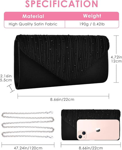 Elegant Evening Clutch Purse for Women, Wedding Crossbody Bag