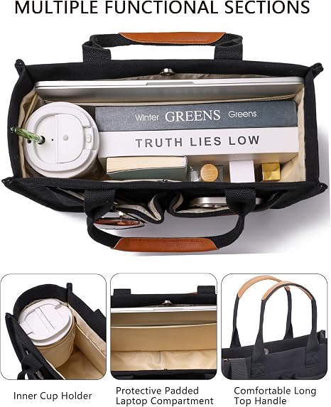 Canvas Laptop Tote Bag for Women, Work & Travel Bag