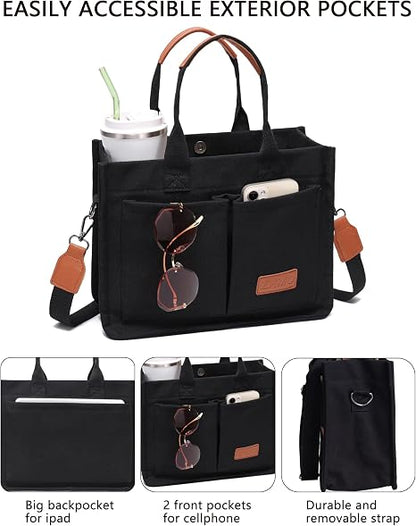 Canvas Laptop Tote Bag for Women, Work & Travel Bag